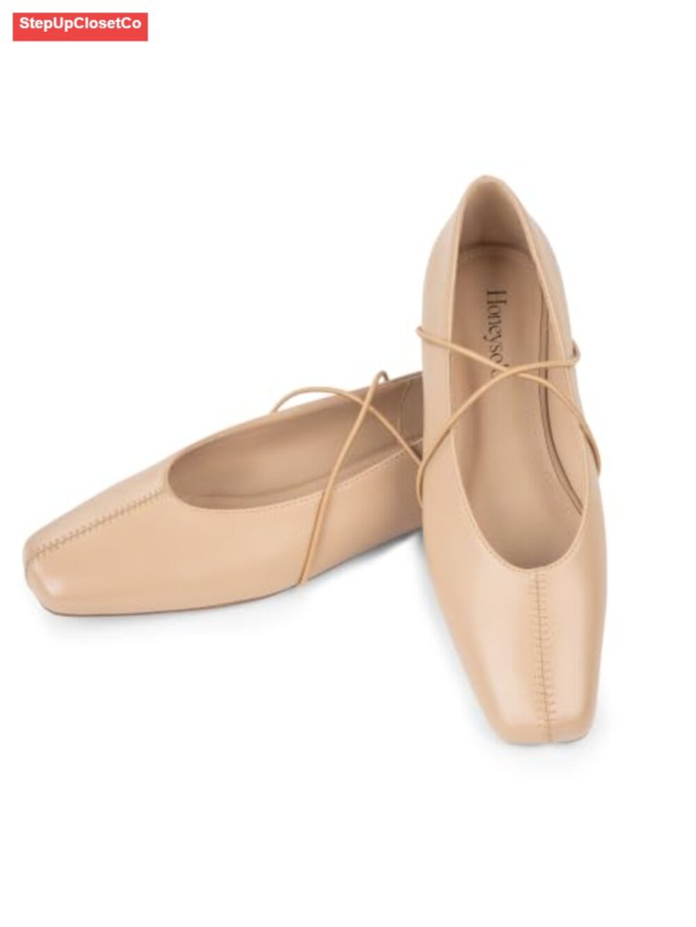 Women's Square Toe Crisscross Strap Ballet Flats